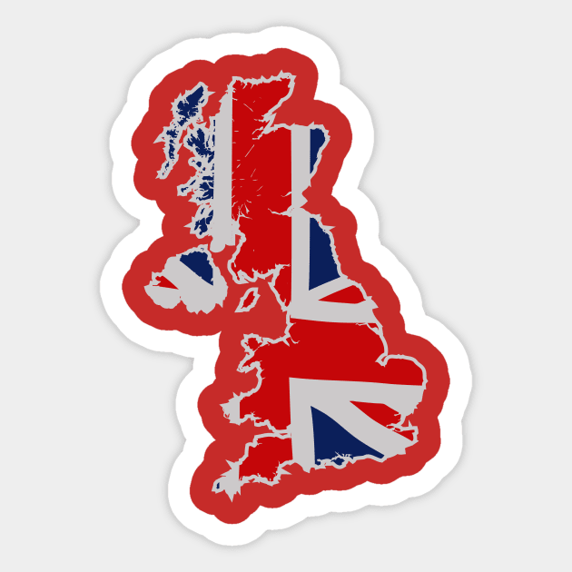 Great Britain (White Outline) Sticker by Sharkshock